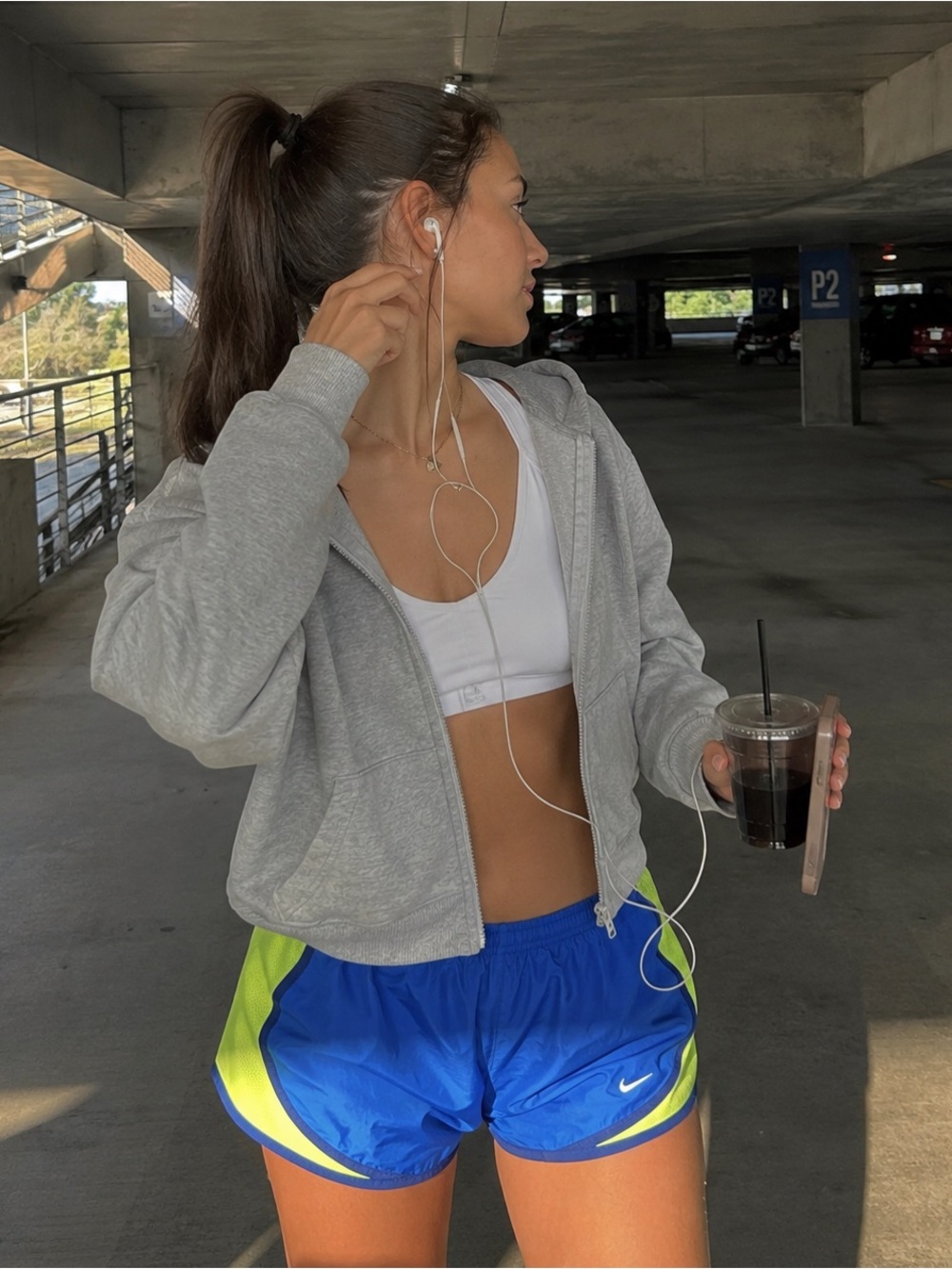 Nike Dri Fit Blue Neon Running Athletic Shorts Size S